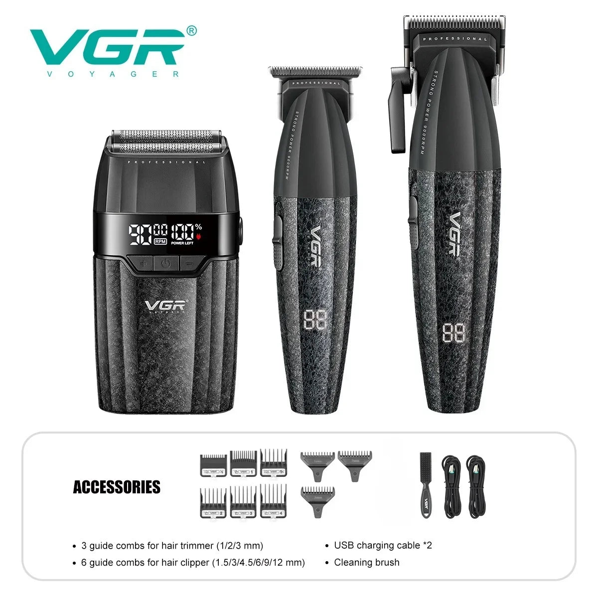 VYRON® Turbo Pro Barber Set – 9000RPM Cordless Clipper & Trimmer Kit