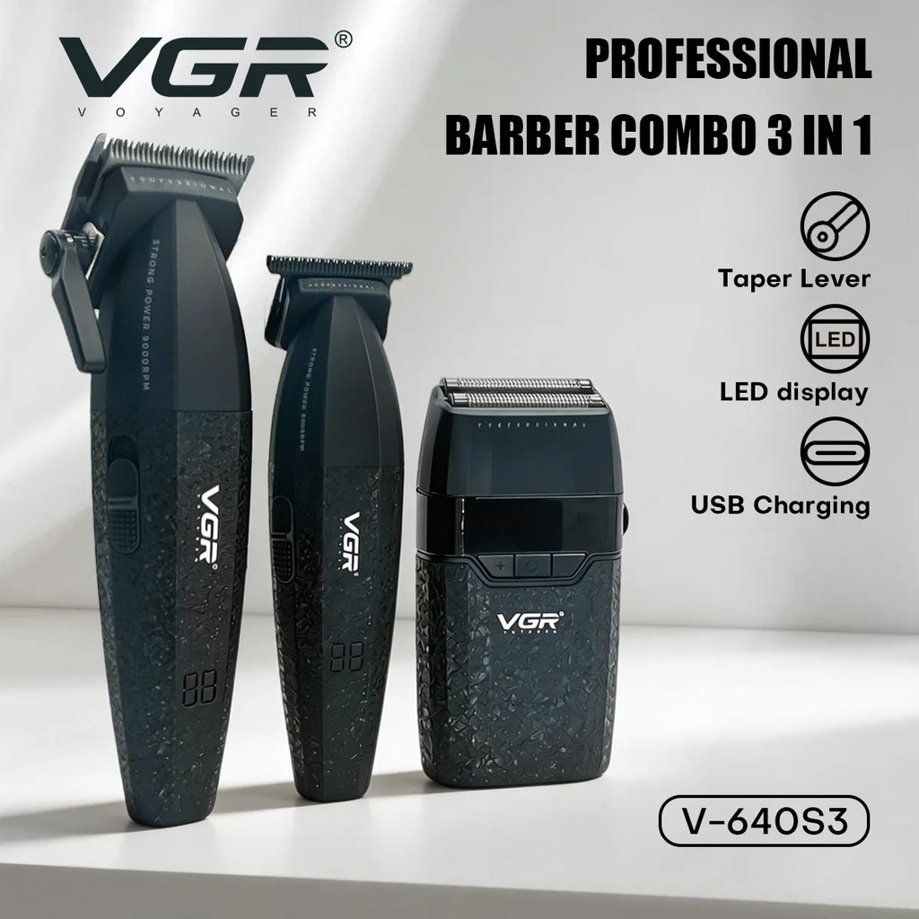 VYRON® Turbo Pro Barber Set – 9000RPM Cordless Clipper & Trimmer Kit