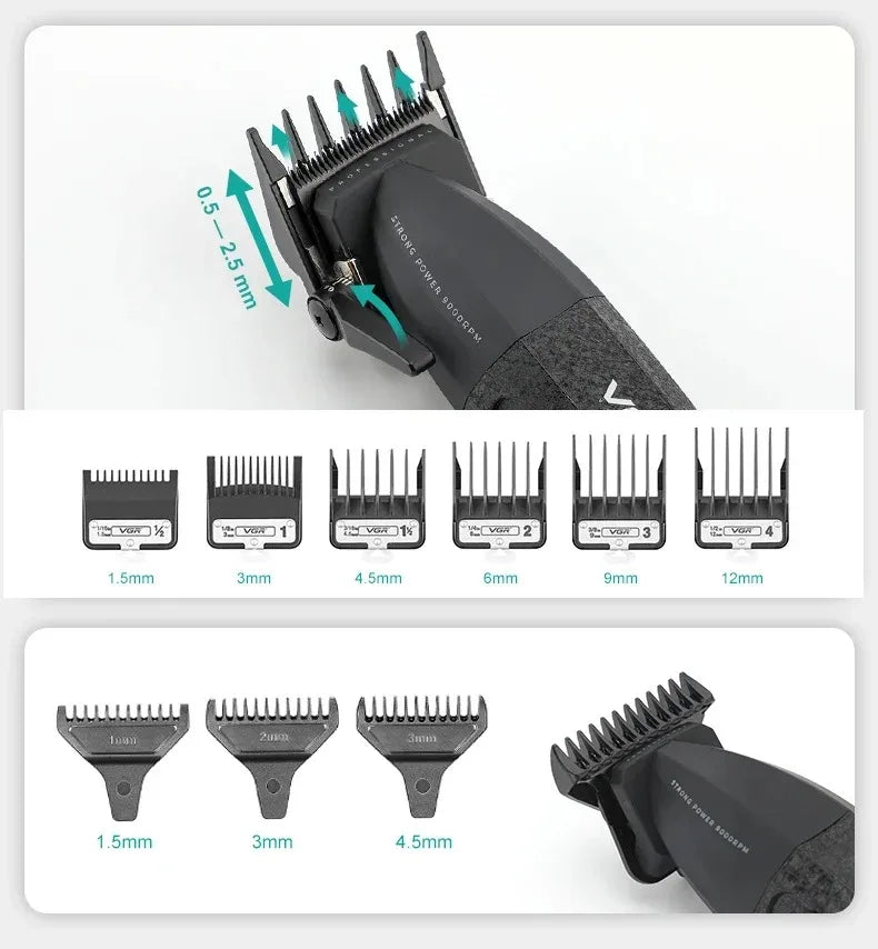 VYRON® Turbo Pro Barber Set – 9000RPM Cordless Clipper & Trimmer Kit