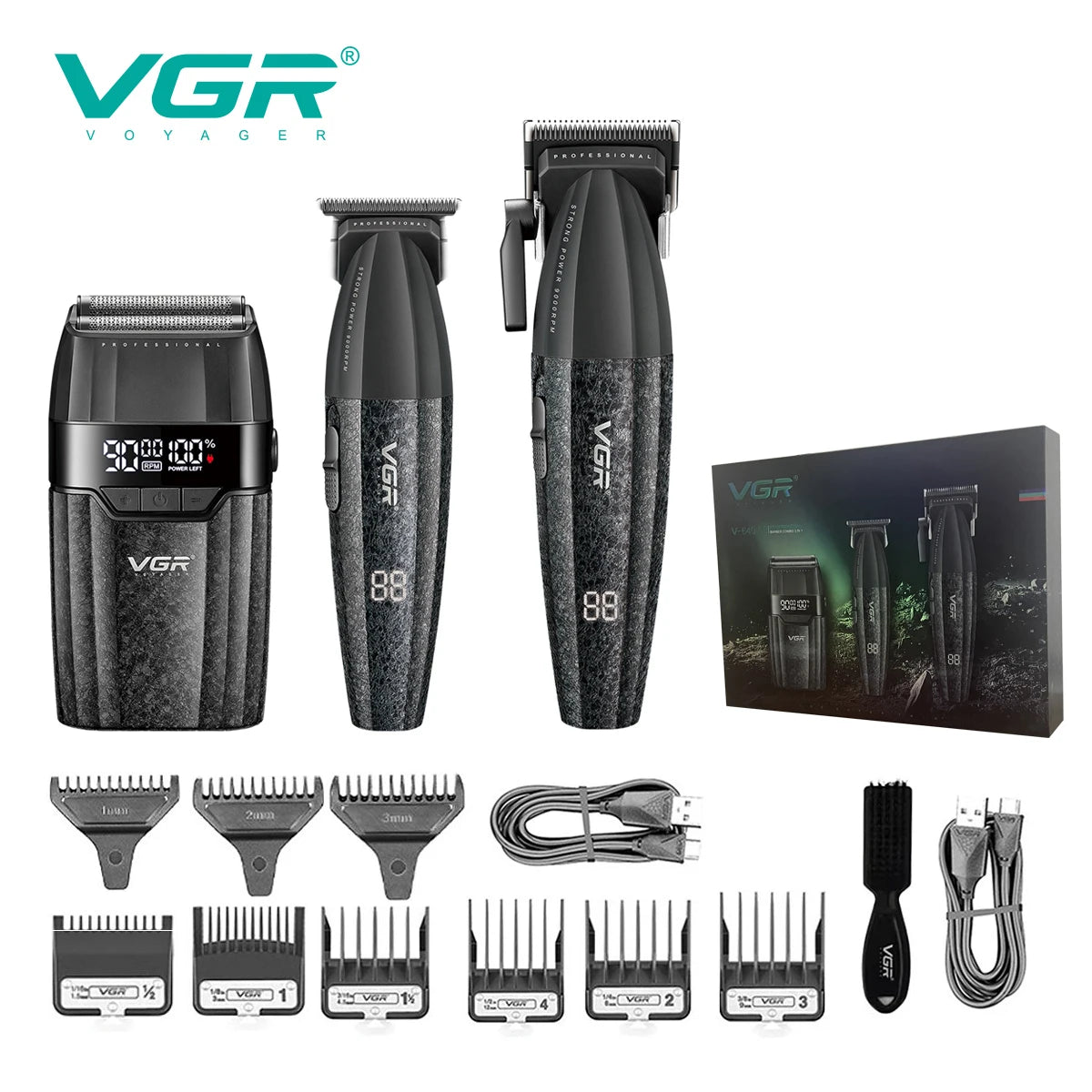VYRON® Turbo Pro Barber Set – 9000RPM Cordless Clipper & Trimmer Kit